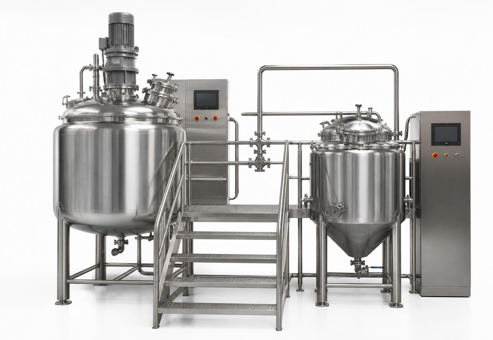 AARNEX ointment manufacturing plant with stainless steel vessels and control panels